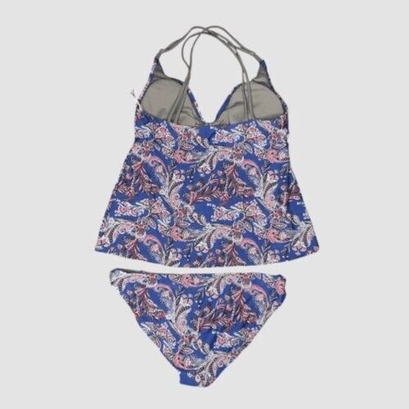 NWT Converse One Star Swimsuit Tankini/Bottom Women Size XL Blue/Gray Paisley - Picture 9 of 12
